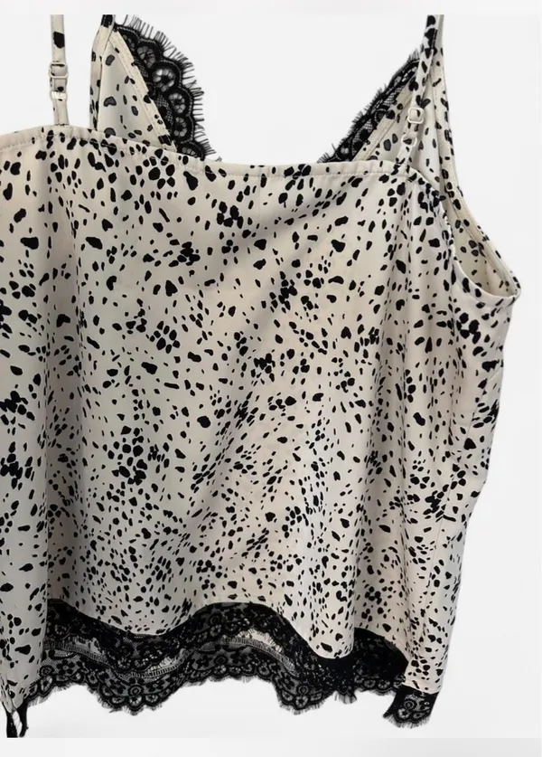 A New Day Black & White Satin Lace Tank - Image 4