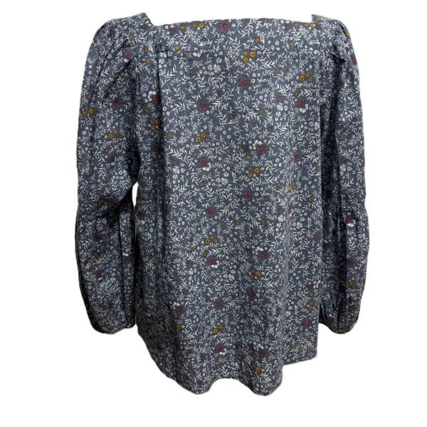 a.n.a Blouse Blue Floral Cotton Puff Sleeve Square Neck Boho Cottage Peasant M‎ - Image 3