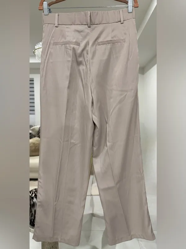 NWT. H&M Women’s Taupe Straight-Leg Dress Pants Viscous Blend Size 10 - Image 2