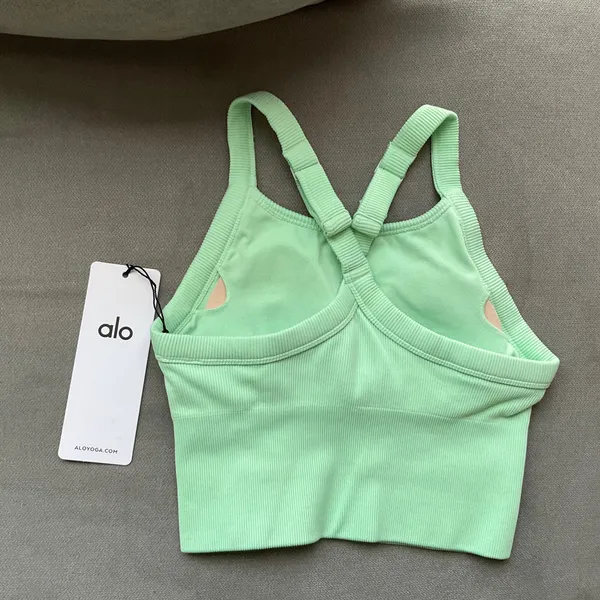 Alo Yoga Seamless Ribbed Favorite Bra Tank Spearmint XXS - Image 4