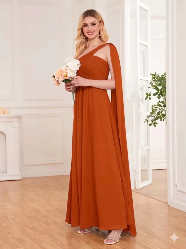 $89 NWOT Pomuyoo Ximena Unique Empire Flowing Straps Maxi Bridesmaid Dress 6 - Image 2