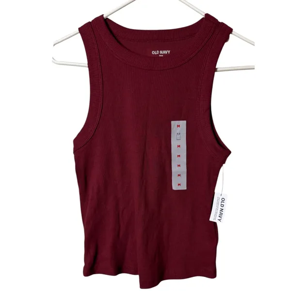 Old Navy Snug Fit Sleeveless Crop Top Maroon Color NWT Sz M - Image 2