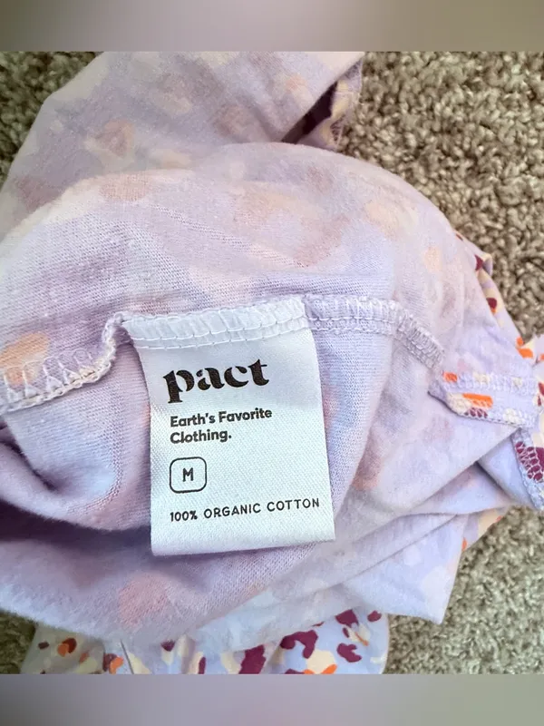 Pact Organic Cotton Cross Back Strap Side Slit Mini Sundress Size Medium Floral - Image 9