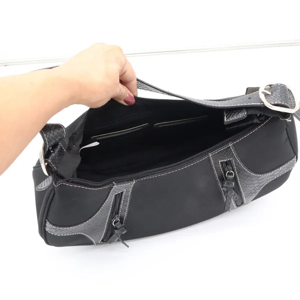 Sag Harbor Shoulder Bag Womens OS Hobo Black Snakeskin Trim Y2K NEW - Image 8