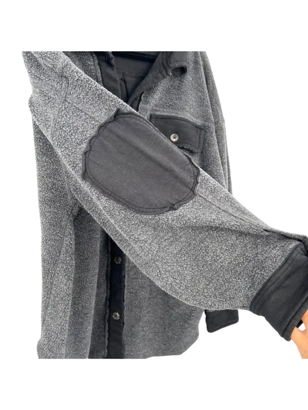 Free People Ruby Oversized Gray Button-Up Shacket Jacket Size Medium Boho Grunge - Image 4