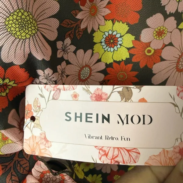 SHEIN sz M Floral Print Mesh Cami‎ Dress Lettuce Hem Mini Dress 90s style Y2K - Image 11