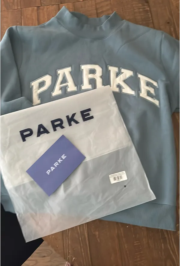 PARKE Varsity Mockneck Sweatshirt L/XL, Glacier White - Image 6