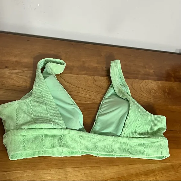 Women’s Aerie Ribbed Light Mint Green Bikini Top Summer Beach Resortwear Size XL - Image 3