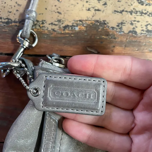 COACH Poppy Silver Metallic Gray Leather Crossbody Bag 🧡🎀 - Image 7