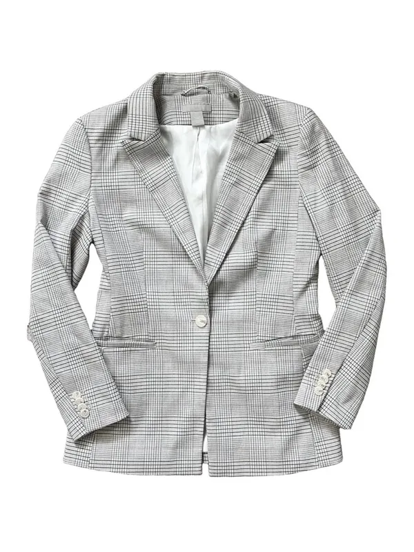 H&M Glen Plaid Single Button Notch Lapel Suit Jacket Lined Blazer Size Small - Image 6