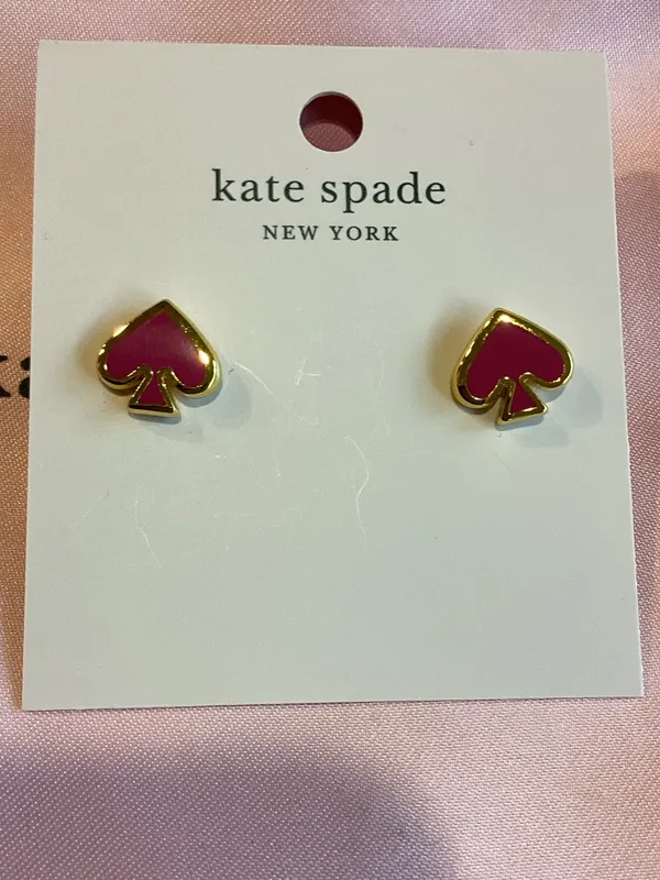 kate spade Hot Pink and Gold Spade Stud Earrings - Image 2