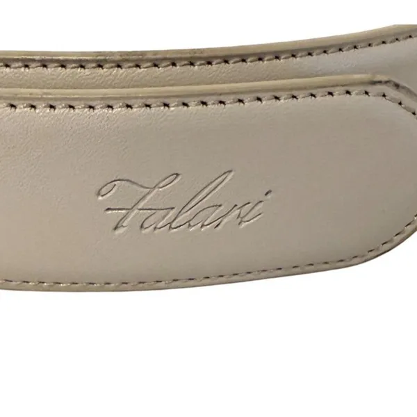 Falari Automatic Ratchet Belt Size Medium‎ Adjustable Buckle Gray Leather Strap - Image 3
