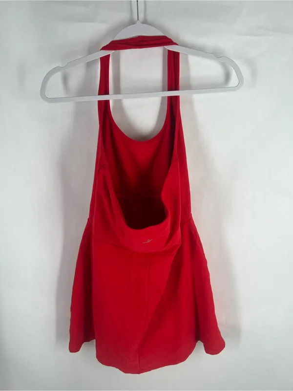 Beyond Yoga Spacedye Prep Halter Dress Candy Apple Red XL Built-In Bodysuit - Image 10