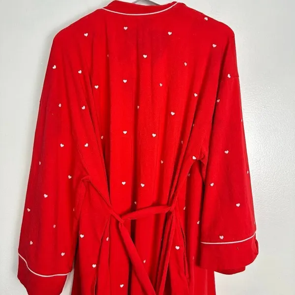 BEDHEAD Pajamas Heart Dot Stretch Organic Cotton Jersey Robe in Tiny Hearts L/XL - Image 10