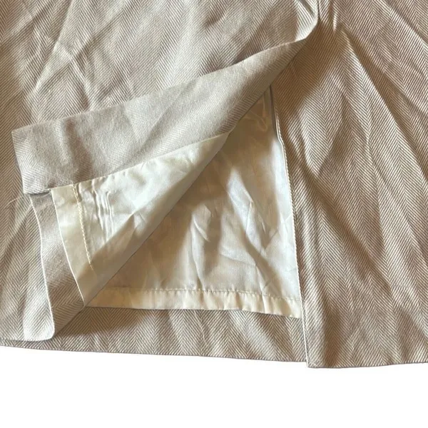 Glenbrooke Vtg 14‎ Cream Herringbone Pleated Midi Pencil Skirt Lined Secretary - Image 5
