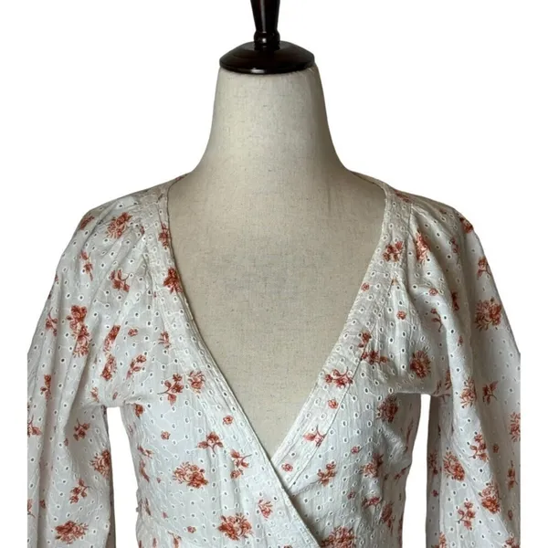 Maia Bergman Floral Wrap Dress Women XS‎ White Boho Ines Boho Cottagecore Mini - Image 5