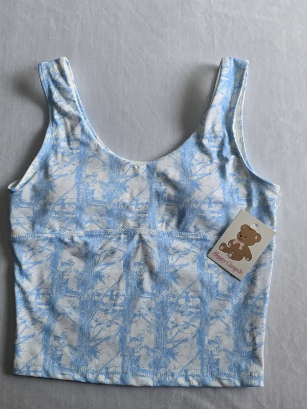 Happy Camp3r Women’s Blue Marble-Print Tank‎ Top Size L - Image 10