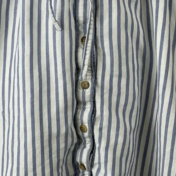 Abercrombie & Fitch Blue Striped Sleeveless Tie Waist Button Up Shirt Top Sz XS - Image 2