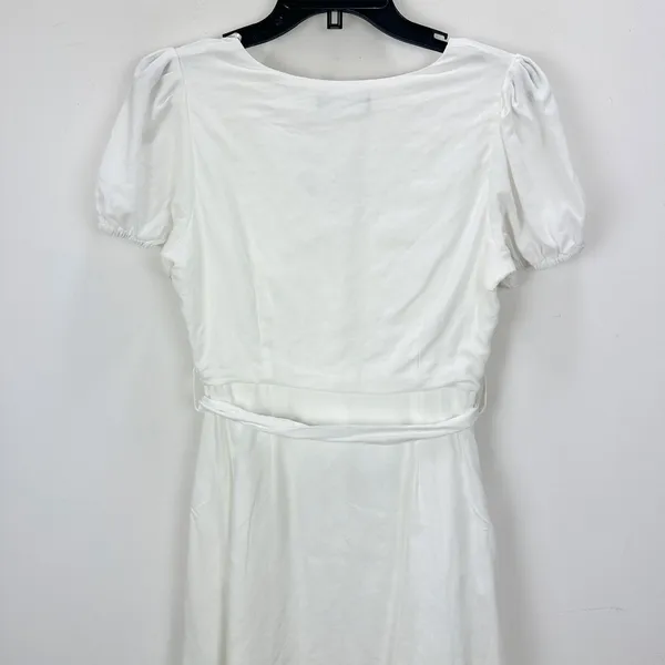 Lulus Sicily Sweetheart White Button-Front Puff Sleeve Midi Dress Classic Medium - Image 10