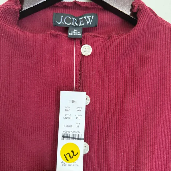 NWT J. CREW Perfect Rib Cardigan Burgundy Size Medium - Image 3
