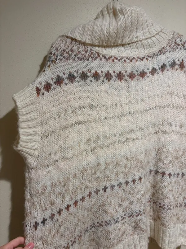 Free People Snow Bunny Sweater Vest Oversized Turtleneck Fair Isle - Image 7
