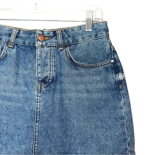 ASOS Denim Micro Mini Skirt Dark Wash Mid-rise Frayed Hem - Image 3