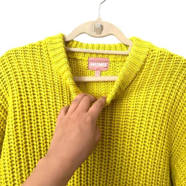 SHOW ME YOUR MUMU Bailey‎ Chunky Sweater Lime Sz Small - Image 5