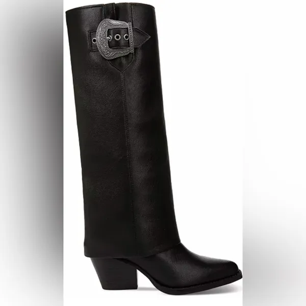Zodiac Rowena Black Knee High Boots 9M Western Buckle Block Heel NWT - Image 9