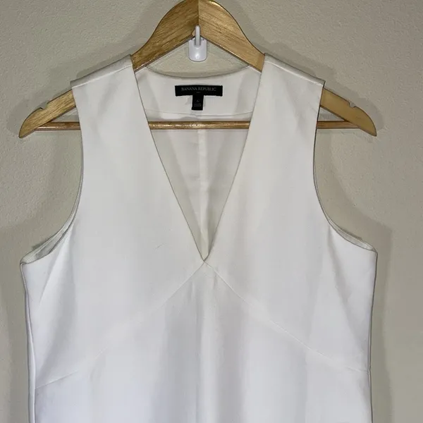 Banana Republic White V Neck Sleeveless Dress Women 6 Business Casual Dressy - Image 4