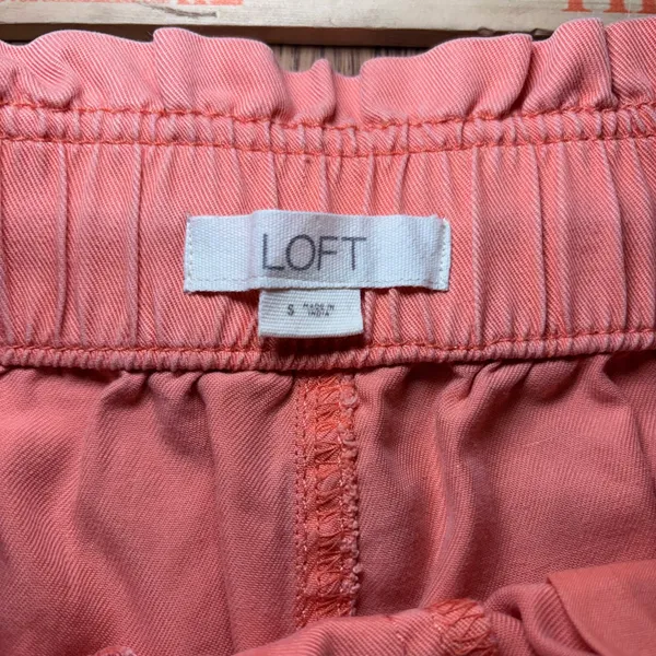 Loft Coral‎ Pink Paperbag Waist Drawstring Shorts Womens Small Resort Casual - Image 4