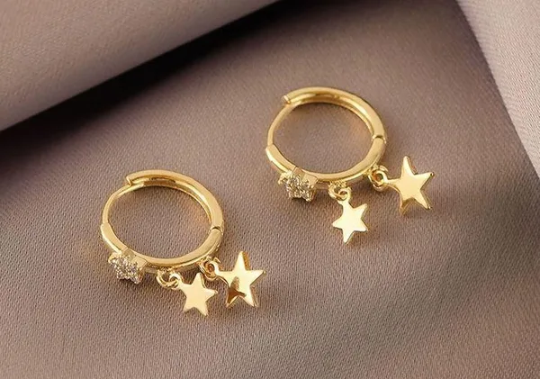 13mm Star Gold Hoop Earrings for Women - Image 2