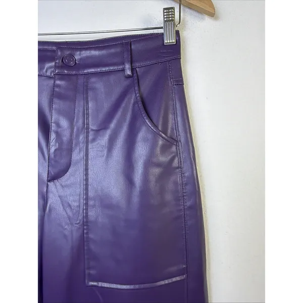 ZARA Faux Leather Pants XS whimsygoth purple hippie goth retro x small party - Image 5