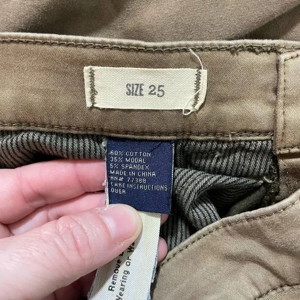 Madewell Garment Dyed Tan/Green Skinny Skinny Ankle Jeans - Size 25 - Low Rise - Image 6