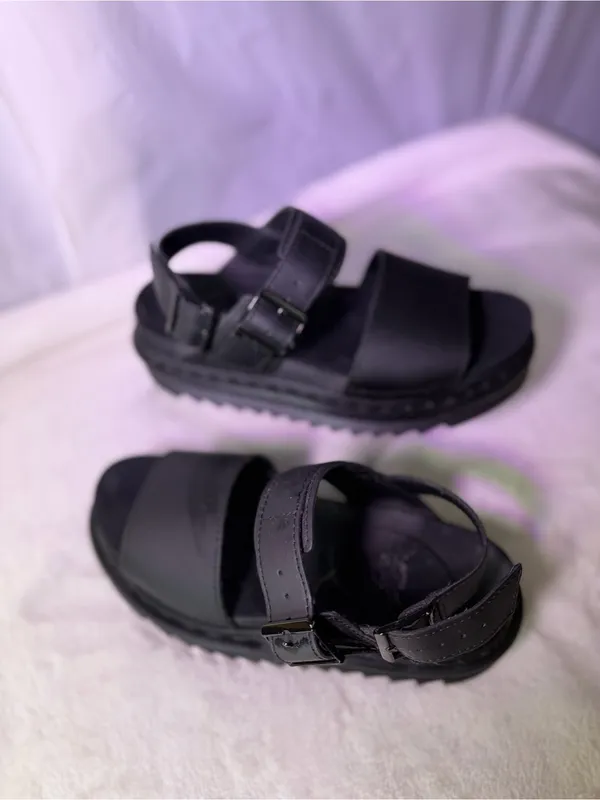 Dr. Martens Black Chunky Platform Leather Sandals - Women - Image 3