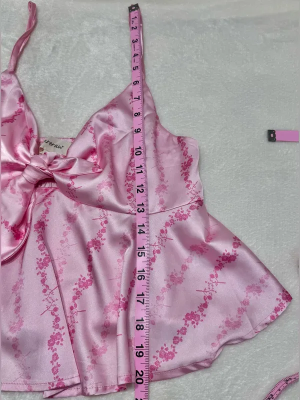 Rareraw Cottagecore Coquette Pink Satin Pajama Set Size Medium - Image 10