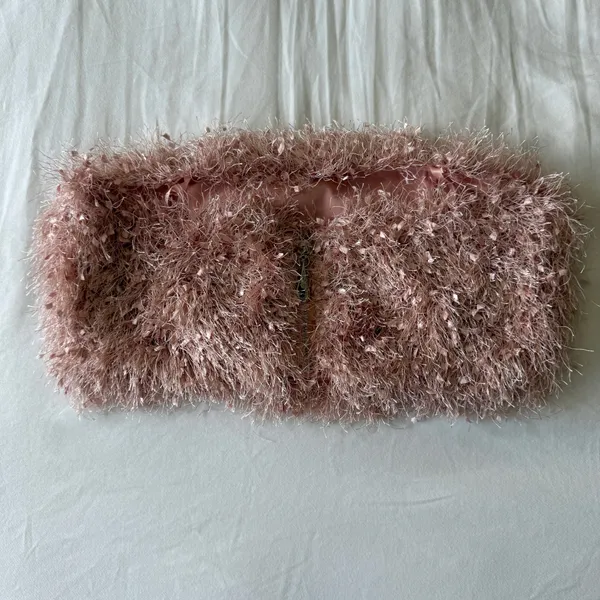 Olive Tree NEW Fluffy Blush Pink Y2K Fairycore Bandeau Top ✨🩰 Soft Shaggy Tube Top – Size S - Image 4