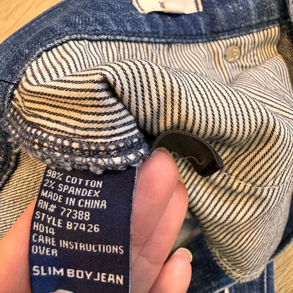 Madewell Slim Boyjean Jeans Patched Distressed Denim Raw Hem Womens‎ Size 26 - Image 9
