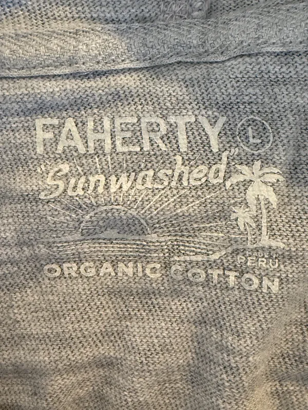 Faherty Sunwashed Organic Hoodie - Light Grey Heather Women’s Size Large - Image 7