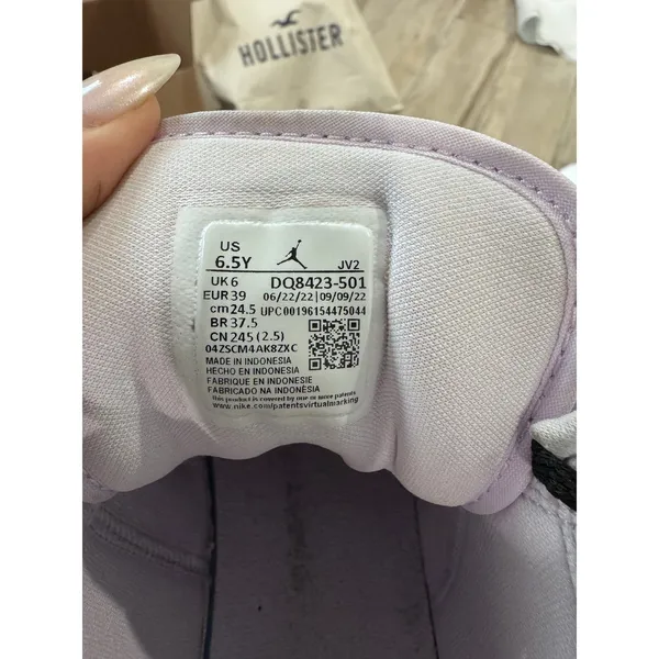 Nike Air Jordan 1 Mid GS Purple White Black Sneakers Youth 6.5Y Lavender Retro - Image 8