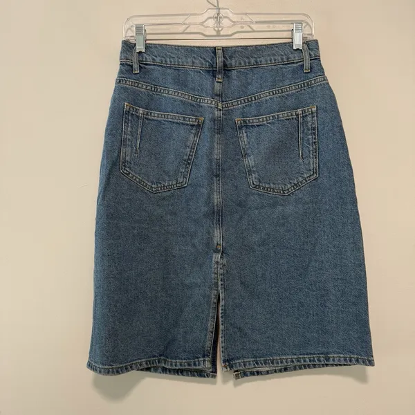 Derek Lam 10 Crosby NWT Juliet Sutton Vintage Denim Front‎ Back Split Skirt 28 - Image 4