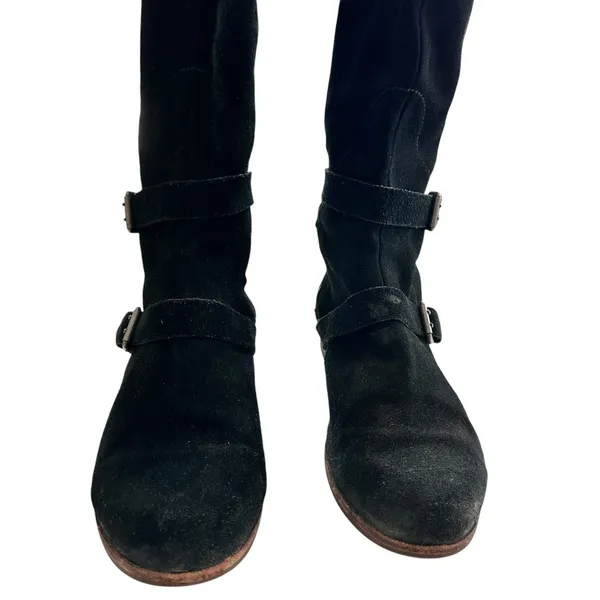 Ugg Cyndee knee high boots 9.5 Black Leather Buckle Sheepskin Shearling - Image 4