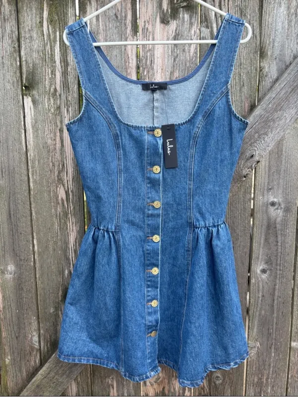 NWT Lulus Prinsley Denim Button Front Dress Size Medium - Image 7