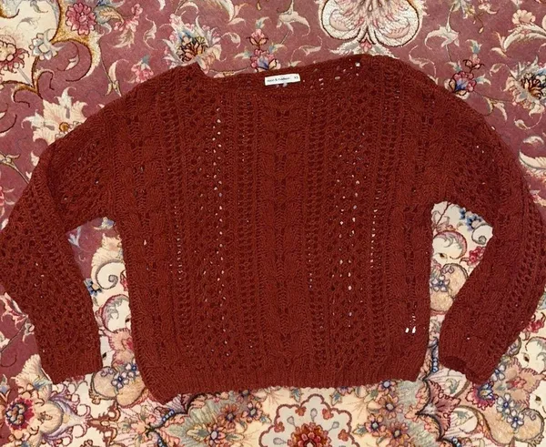 Moon and madison thick cable crochet knit sweater - Image 3
