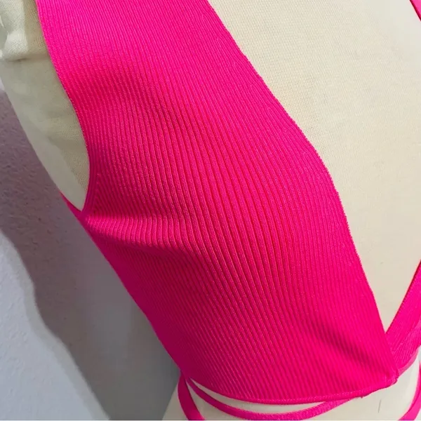 Zara Women‎ Bloggers Favorite Pink Sleeveless Knotted Waist Knit Top Size Large - Image 10
