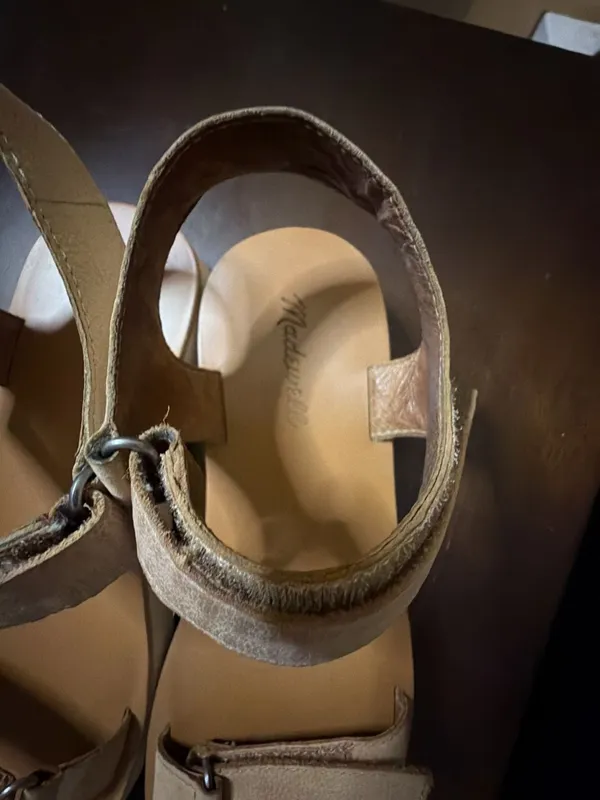 Madewell Beige Leather Platform Hook-and-Loop Ankle Strap Sandals - Image 2