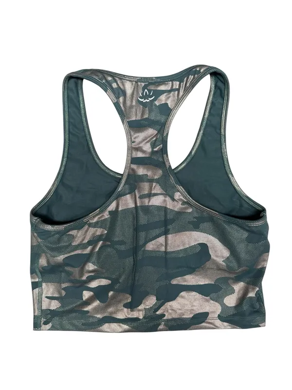 Beyond Yoga First Class Racerback Crop Tank Bra Camouflage Metallic Green Medium - Image 2