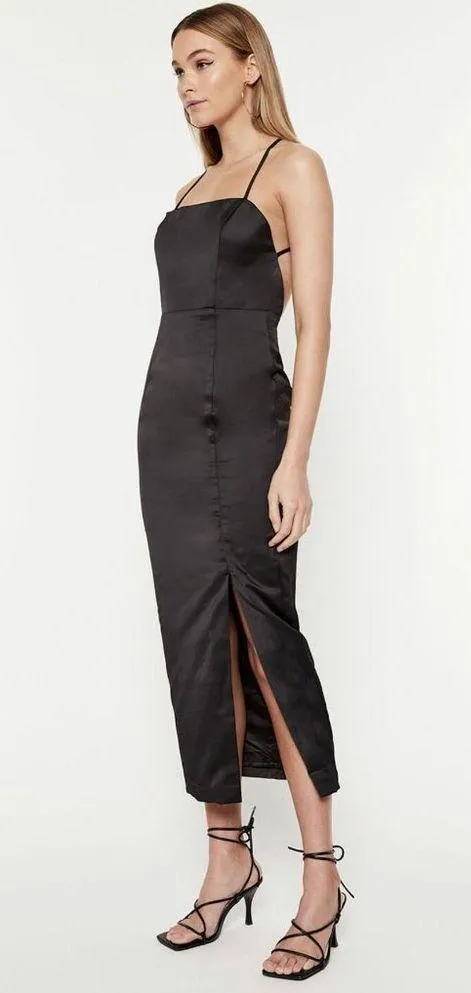 Bardot Hallie Cross Back Midi Dress Black Womens Size Medium - Image 5