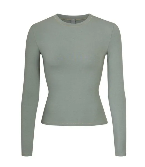 - SKIMS COTTON JERSEY LONG SLEEVE T-SHIRT | Mineral - S NWT NEW - Image 2