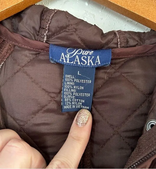 Pure Alaska Brown Sweater Full Zip Jacket Large Casual Fall Vintage 90s - Image 2