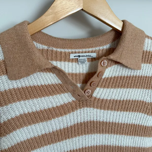 American Eagle Striped Polo Henley Sweater Size XS NWOT - Image 6